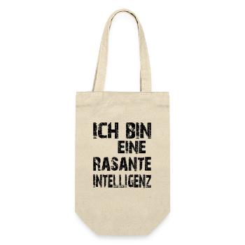 KI Spruch Ich bin eine rasante Intelligenz - Geschenkbeutel für Flaschen - Natur - Vorne