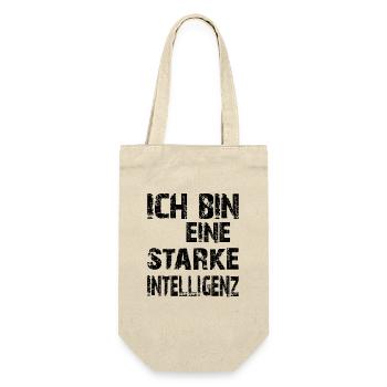 KI Spruch Ich bin eine starke Intelligenz - Geschenkbeutel für Flaschen - Natur - Vorne