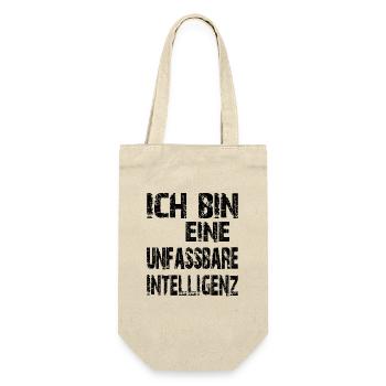 KI Spruch Ich bin eine unfassbare Intelligenz - Geschenkbeutel für Flaschen - Natur - Vorne