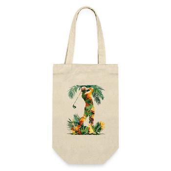 Golfer Cartoon Look - Geschenkbeutel für Flaschen - Natur - Vorne