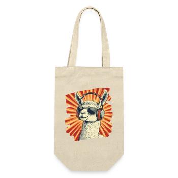 Lama Kopfhörer - Geschenkbeutel für Flaschen - Natur - Vorne