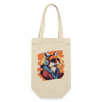 Fuchs Kopfhörer - Geschenkbeutel für Flaschen - Natur - Vorne