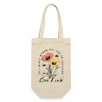 Bee Kind Blumen Bienen Natur Frühling Geschenk - Geschenkbeutel für Flaschen - Natur - Vorne