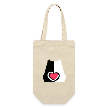 Katzen Valentin Katze Herz Herzen Liebe - Geschenkbeutel für Flaschen - Natur - Vorne