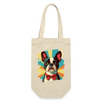 Boston Terrier - Geschenkbeutel für Flaschen - Natur - Vorne