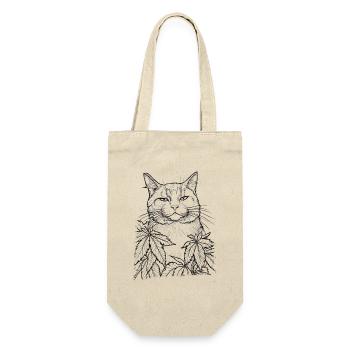 Cat with Hemp : Funny Look House Tiger - Gift Bag for Bottles - nature - Front