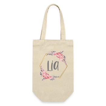 Lia Girl Name Personalized Gift - Gift Bag for Bottles - nature - Front