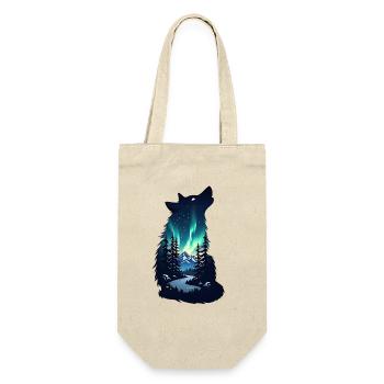 Wolfsnacht Nordlicht Silhouette - Geschenkbeutel für Flaschen - Natur - Vorne