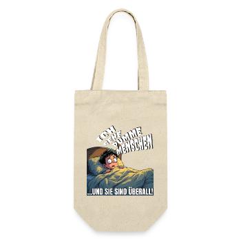 Lustiges Design im Comic Style, Humor IQ Mann Frau - Geschenkbeutel für Flaschen - Natur - Vorne