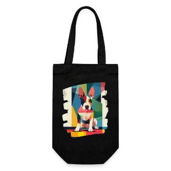 Bullterrier Kampfhund Hunderasse - Geschenkbeutel für Flaschen - Schwarz - Vorne