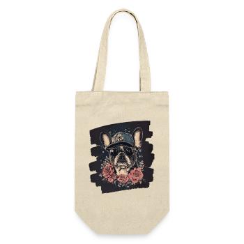 Frenchie Französische Bulldogge - Geschenkbeutel für Flaschen - Natur - Vorne