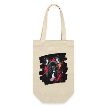 Frenchie Französische Bulldogge - Geschenkbeutel für Flaschen - Natur - Vorne