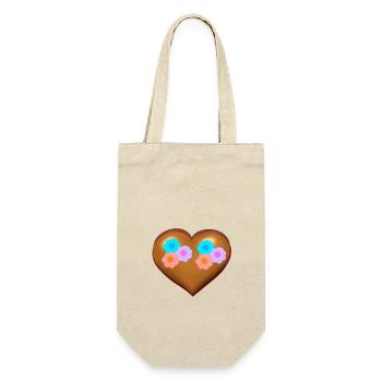 Herz Herzen Muttertag Blumen Blume - Geschenkbeutel für Flaschen - Natur - Vorne