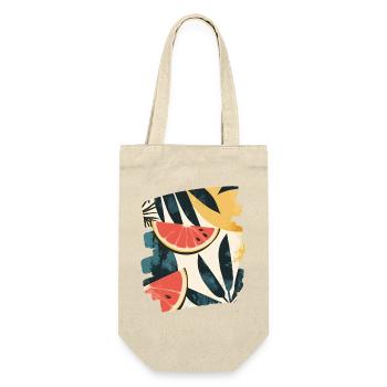 Sommer Wassermelone und Palmen - Geschenkbeutel für Flaschen - Natur - Vorne