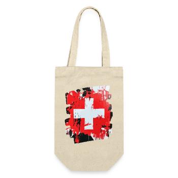 Schweizer Flagge Schweiz - Geschenkbeutel für Flaschen - Natur - Vorne