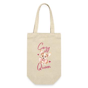 Gemütliche Queen Corgi Liebhaber Herz Kunst - Geschenkbeutel für Flaschen - Natur - Vorne
