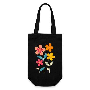 Inspiré de Matisse : Motif floral rétro floral - Sac à bouteille - noir - Devant