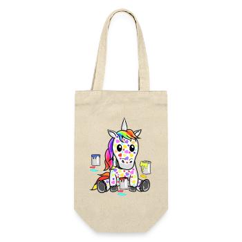 Einhorn Valentin Herz Herzen Einhörner Kinder - Geschenkbeutel für Flaschen - Natur - Vorne