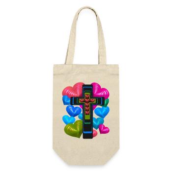 Cross Crosses Heart Hearts Jesus - Gift Bag for Bottles - nature - Front