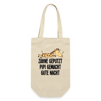 Giraffe Good Night Funny Teeth Brushed Gift - Gift Bag for Bottles - nature - Front
