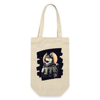 Husky Astronaut - Geschenkbeutel für Flaschen - Natur - Vorne