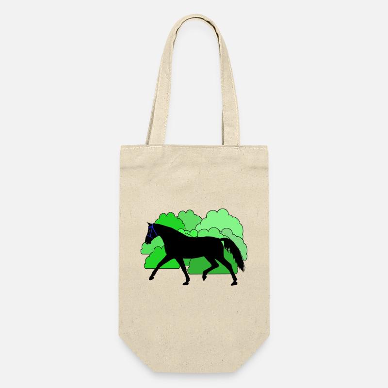 Pferd Pferde Rappe - Geschenkbeutel für Flaschen - Natur