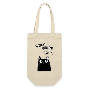 Stay Weird – Lustige schwarze Katze - Geschenkbeutel für Flaschen - Natur - Vorne