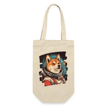 Shiba Inu Astronaut - Geschenkbeutel für Flaschen - Natur - Vorne
