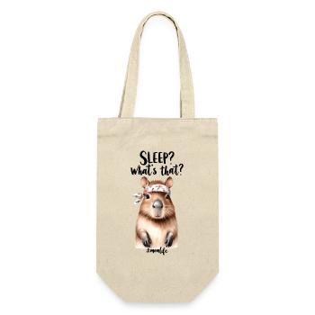 Schlaf? Was Ist Das? Capybara Mama Muttertag - Geschenkbeutel für Flaschen - Natur - Vorne