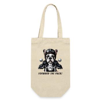Biker Bulldog "Forward the Pack" - Gift Bag for Bottles - nature - Front