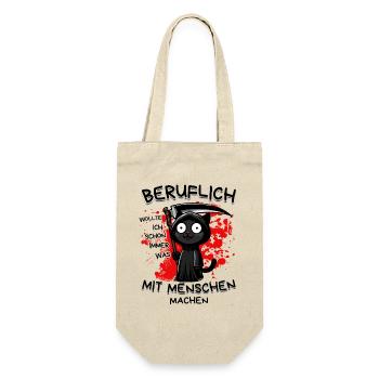 Beruflich wollte ich was mit Menschen machen Katze - Geschenkbeutel für Flaschen - Natur - Vorne