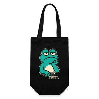 Gelangweilter Frosch: „Bin total inspiriert“ - Geschenkbeutel für Flaschen - Schwarz - Vorne