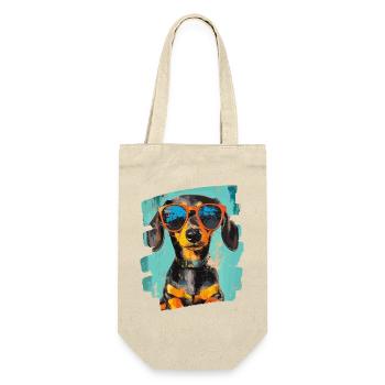 Dackel Dachshund - Geschenkbeutel für Flaschen - Natur - Vorne