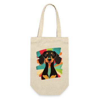 Dackel Dachshund - Geschenkbeutel für Flaschen - Natur - Vorne