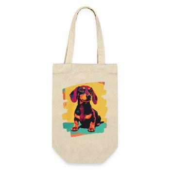 Dackel Dachshund - Geschenkbeutel für Flaschen - Natur - Vorne