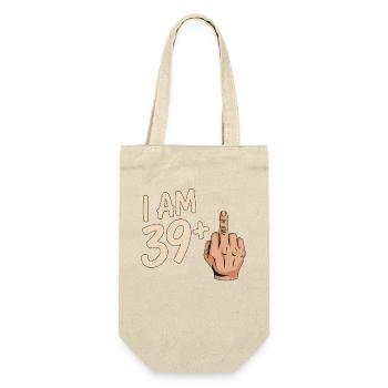 Lustiges 39 Plus Mittelfinger-Design - Geschenkbeutel für Flaschen - Natur - Vorne