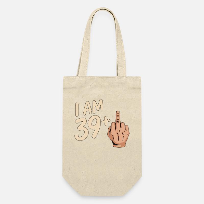 Funny 39 Plus Middle Finger Design - Gift Bag for Bottles - nature