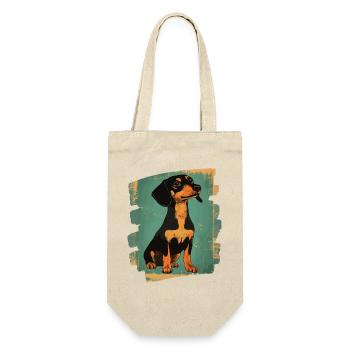 Dackel Dachshund - Geschenkbeutel für Flaschen - Natur - Vorne