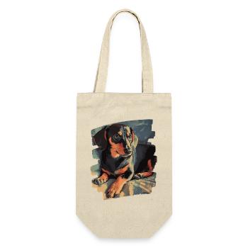 Dackel Dachshund - Geschenkbeutel für Flaschen - Natur - Vorne