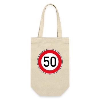50th Birthday Sign Speed Limit Gift Tempo 50 - Gift Bag for Bottles - nature - Front