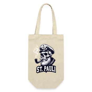 St.Pauli Kiez Hamburg Totenkopf Sankt Pauli - Geschenkbeutel für Flaschen - Natur - Vorne
