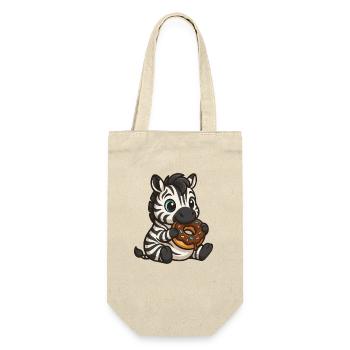 Cute zebra eating a donut with chocolate - Gift Bag for Bottles - nature - Front