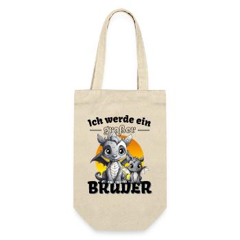 Nachwuchs Verkünden | Ich Werde Großer Bruder 2027 - Geschenkbeutel für Flaschen - Natur - Vorne