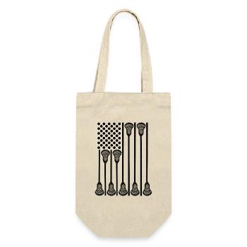 Lacrosse USA Flagge - Geschenkbeutel für Flaschen - Natur - Vorne