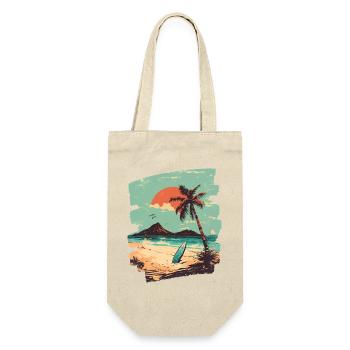 Strand Palmen Sonne Sommer - Geschenkbeutel für Flaschen - Natur - Vorne