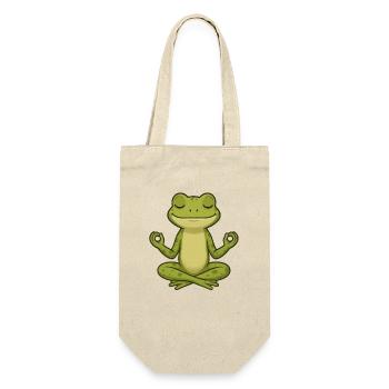 Süßer Frosch Yoga Meditation Entspannung Cartoon - Geschenkbeutel für Flaschen - Natur - Vorne