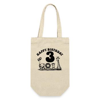 3 Year Birthday Animal Motif Children's Birthday - Gift Bag for Bottles - nature - Front