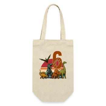 Dino Birthday 6 Years Retro Dinosaur Gift - Gift Bag for Bottles - nature - Front