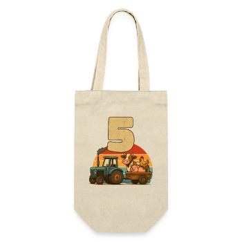 tracteur enfants anniversaire 5 ans animaux de la ferme - Sac à bouteille - nature - Devant