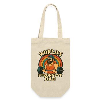 World's Strongest Dad Workout Training Gym - Gift Bag for Bottles - nature - Front